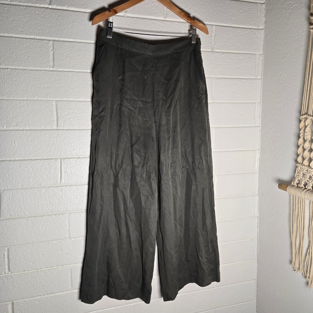 VETTA Wide Leg Crop Culotte Pants 10 Tencel High Rise Lagenlook USA Minmimalist